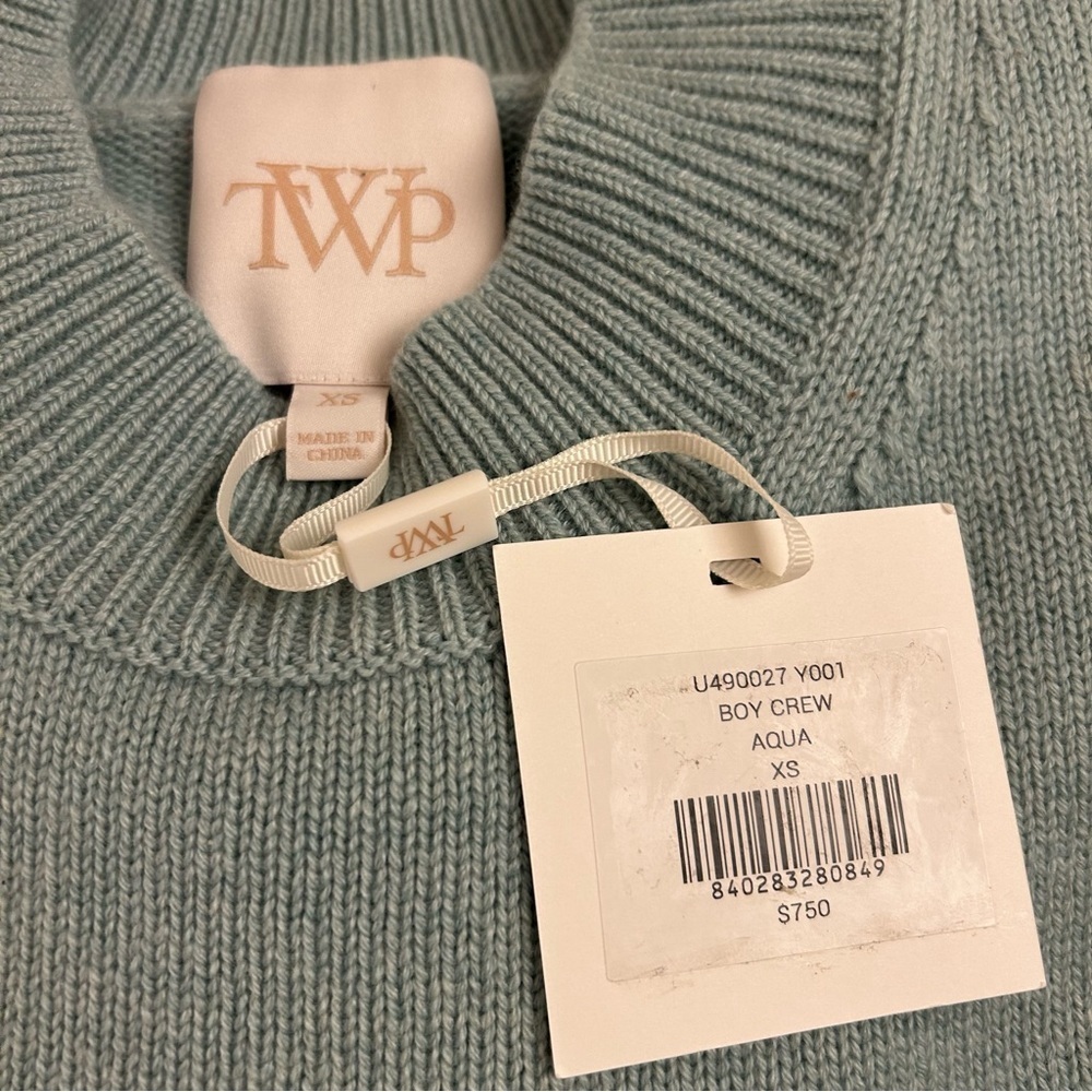 TWP Boy Crewneck Cashmere Sweater in Aqua Size XS - Picture 7 of 8